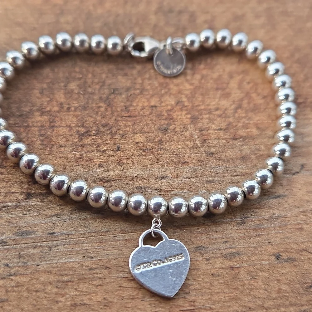 Tiffany & Co.Silver 925 Beaded Heart Charm Bracelet - Picture 5 of 5